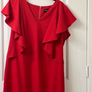 Sexy Red V-neck flutter dress stretch material xl